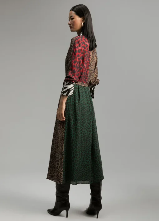 Vestido animal print combinado