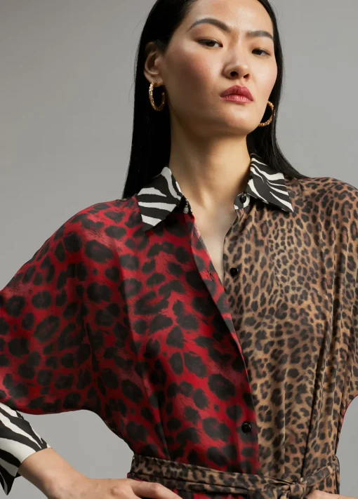 Vestido animal print combinado