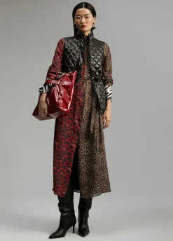 Vestido animal print combinado