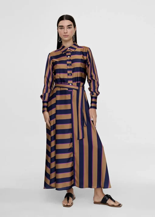 Vestido camisero de rayas