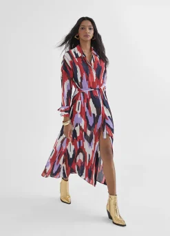 Vestido camisero largo y multicolor