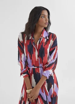 Vestido camisero largo y multicolor