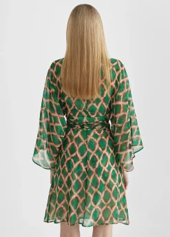 Vestido corto fluido estampado