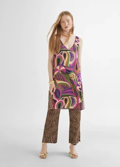 Vestido estampado animal combinado