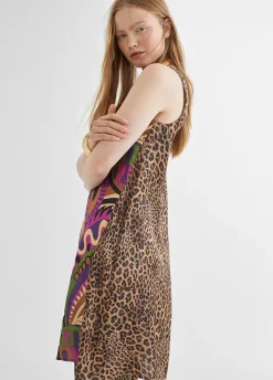 Vestido estampado animal combinado