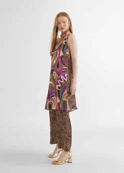 Vestido estampado animal combinado