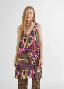 Vestido estampado animal combinado