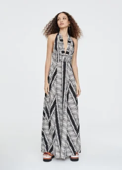 Vestido halter estampado étnico