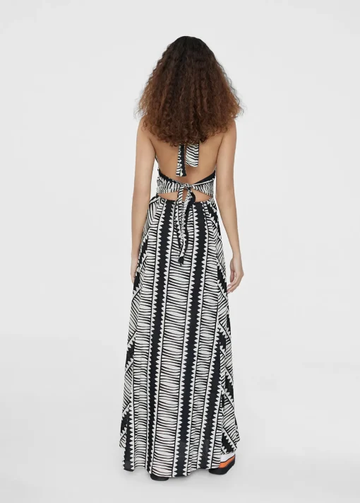 Vestido halter estampado étnico