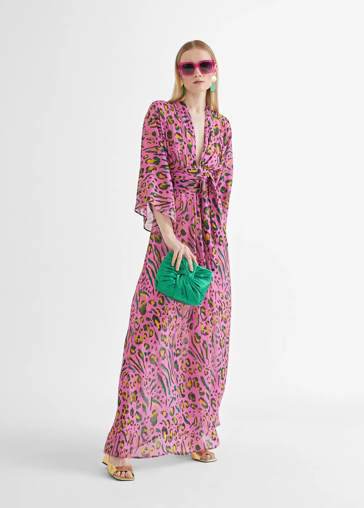 Vestido largo animal print color