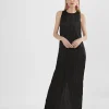 Vestido largo efecto plisado