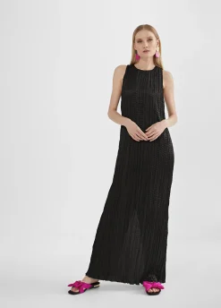 Vestido largo efecto plisado