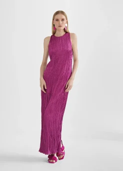 Vestido largo efecto plisado