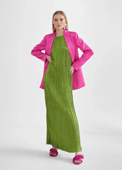 Vestido largo efecto plisado