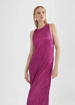 Vestido largo efecto plisado