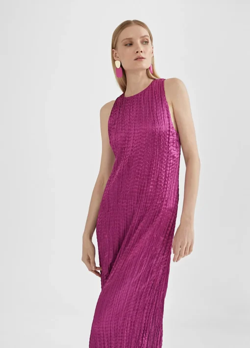 Vestido largo efecto plisado