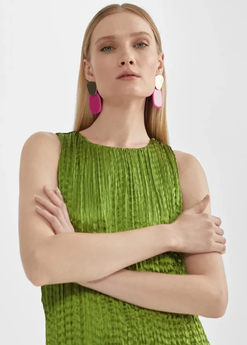 Vestido largo efecto plisado