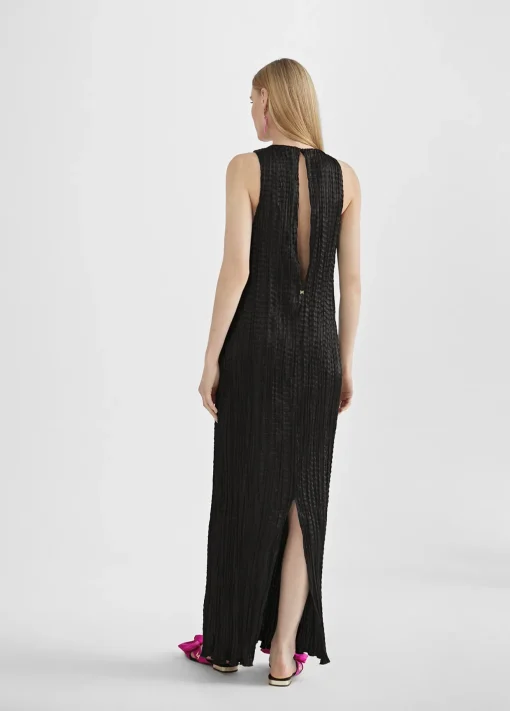 Vestido largo efecto plisado
