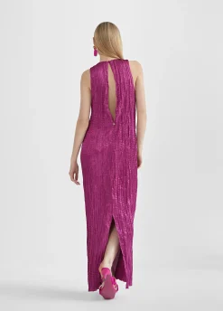 Vestido largo efecto plisado