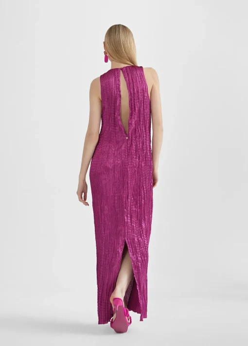 Vestido largo efecto plisado