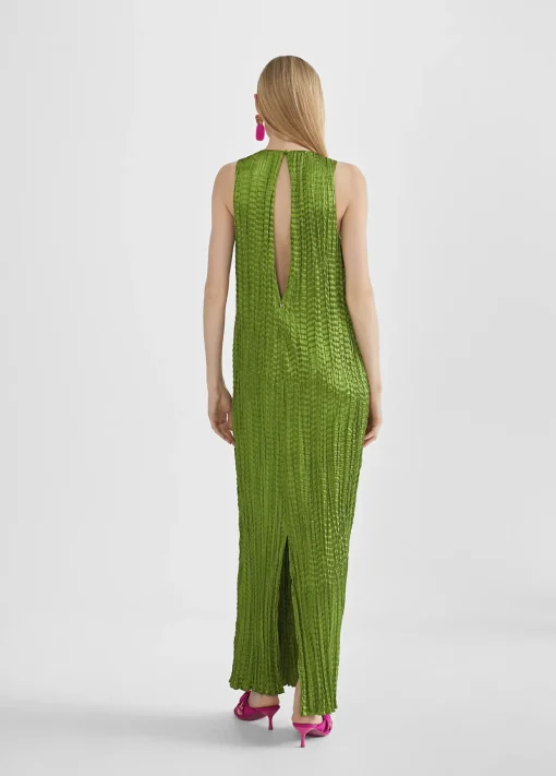 Vestido largo efecto plisado