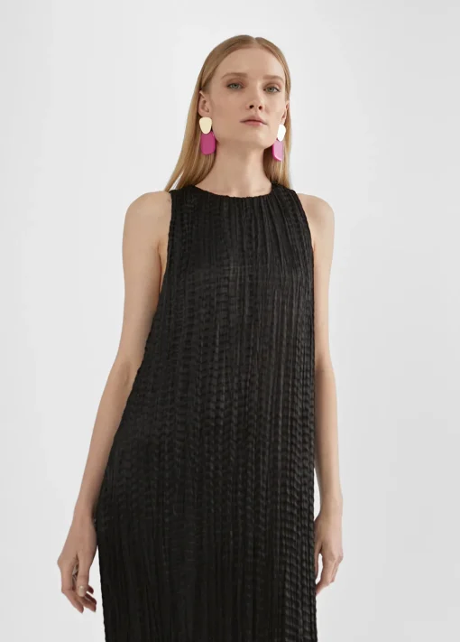 Vestido largo efecto plisado