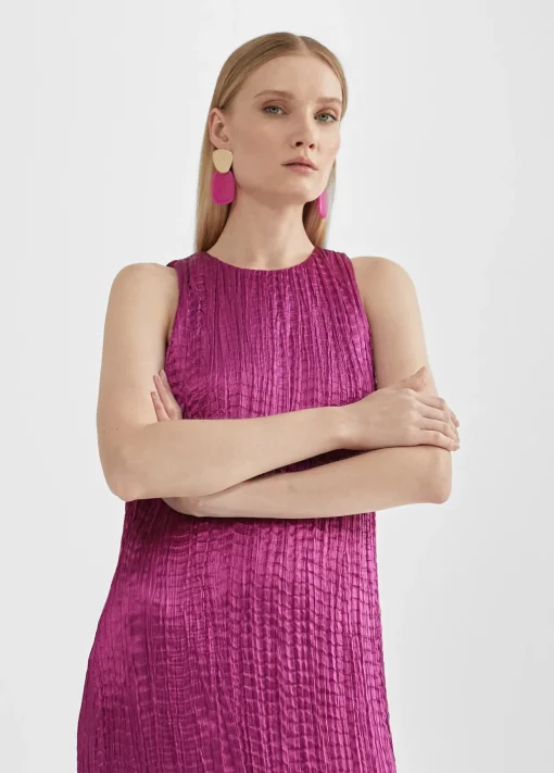 Vestido largo efecto plisado