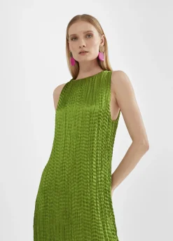 Vestido largo efecto plisado