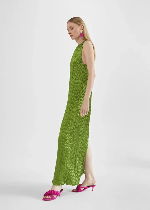Vestido largo efecto plisado