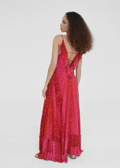 Vestido largo estampado animal print