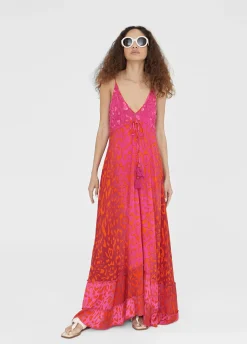 Vestido largo estampado animal print