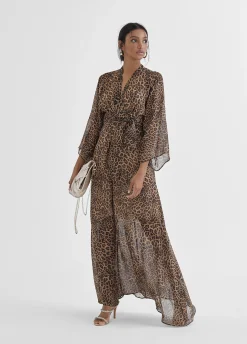 Vestido largo estampado leopardo