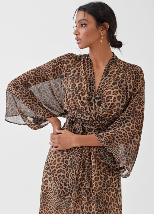Vestido largo estampado leopardo