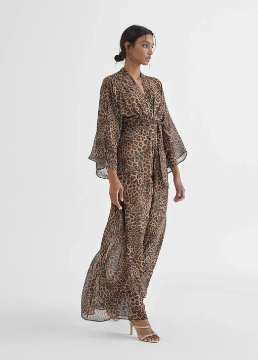 Vestido largo estampado leopardo