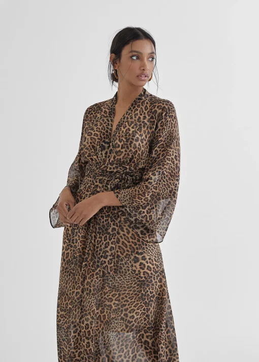 Vestido largo estampado leopardo