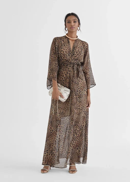 Vestido largo estampado leopardo