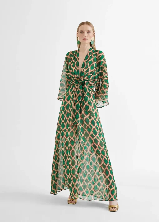 Vestido largo fluido estampado