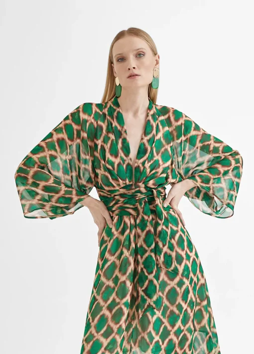 Vestido largo fluido estampado