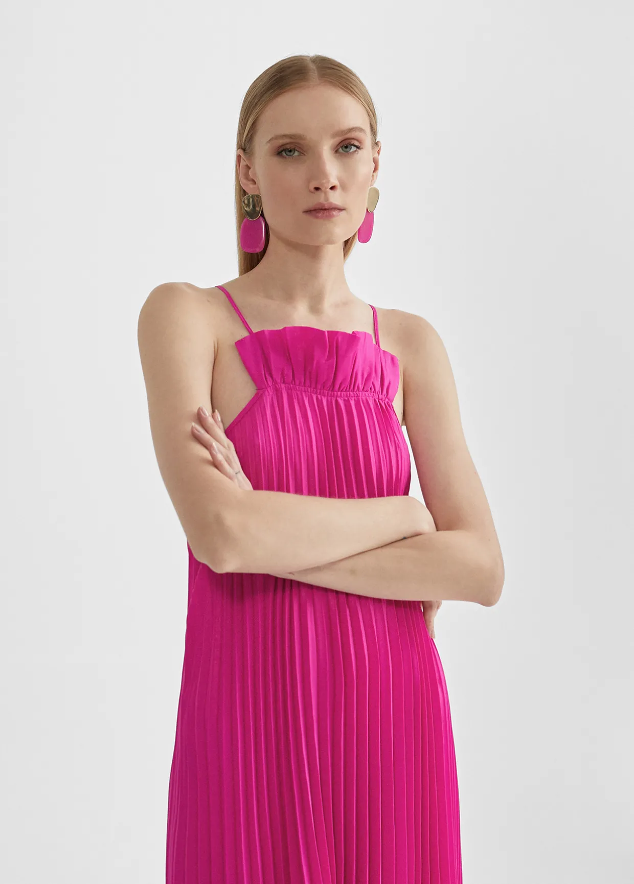 Vestido largo plisado