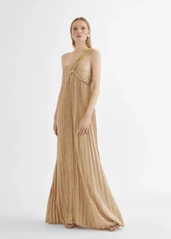 Vestido largo plisado tirante