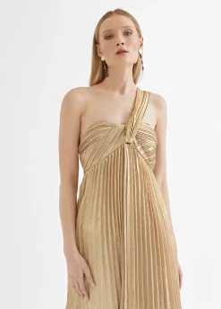 Vestido largo plisado tirante