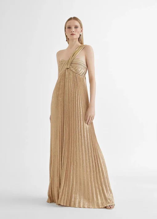 Vestido largo plisado tirante