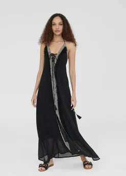 Vestido largo tejido desagujado