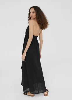 Vestido largo tejido desagujado