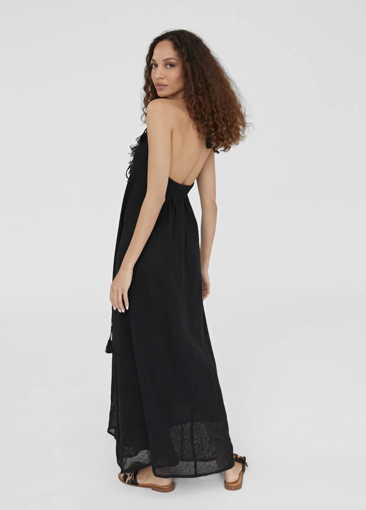 Vestido largo tejido desagujado