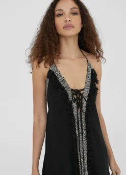 Vestido largo tejido desagujado