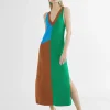 Vestido largo tricolor