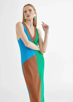 Vestido largo tricolor