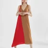 Vestido midi bicolor