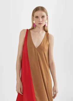 Vestido midi bicolor